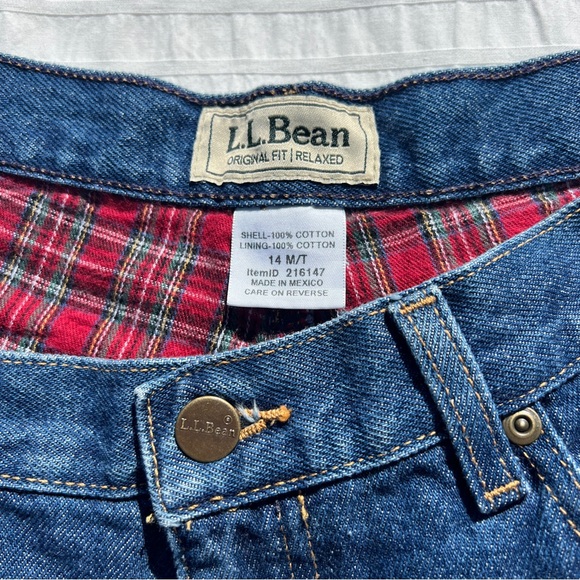 L.L. Bean Double L, Flannel-Lined Ultra-High Rise Tapered Leg Jeans, 14 Med Tall - Picture 7 of 12